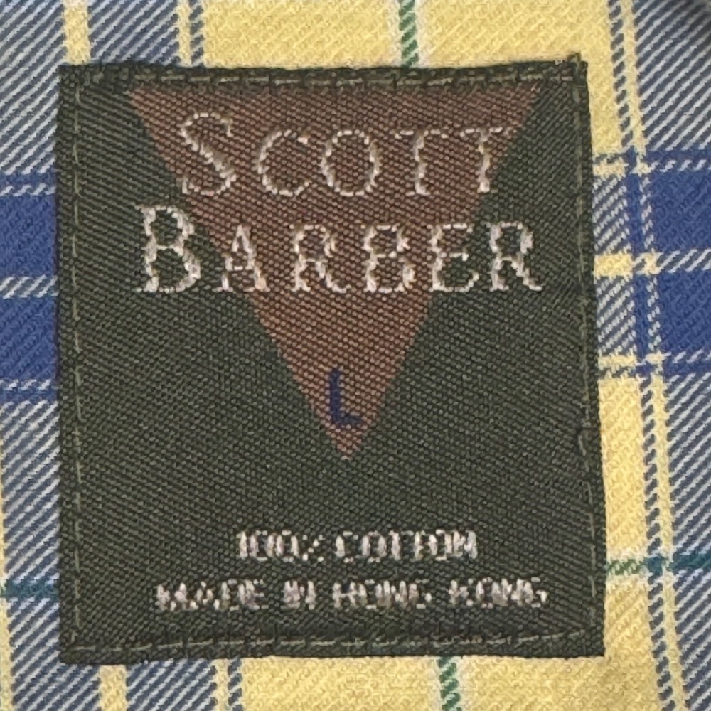 Scott Barber Plaid Shirt Mens‎ Large Yellow Blue Vintage 90s NWOT Cotton Button - Picture 3 of 7